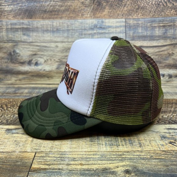 Road Rash 64 Mens Trucker Hat Camo Snapback Motorcycle 90s Video Game Retro Cap - Picture 4 of 8